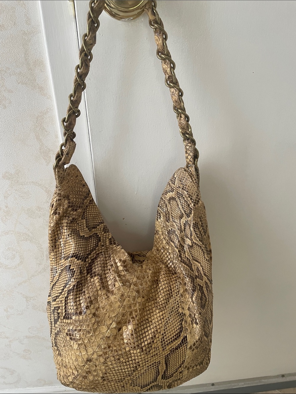 Python genuine skin hobo/ bucket shoulder bag VINTAGE 1970s